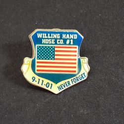 AmericanFlag 9/11 Never Forget Enamel Lapel Hat Pin New Old Stock 