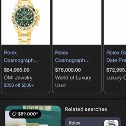 Used Gold Rolex Green Face