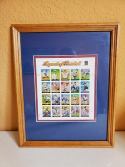 LEGENDS OF BASEBALL ALL CENTURY TEAM STAMPS SHEET FRAMED