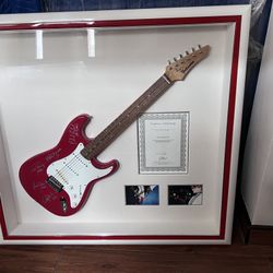 AC/DC AUTOGRAPHED GALVESTON STRAT STYLE ELECTRIC GUITAR SHADOW BOXED WITH CERTIFICATE OF AUTHENTICITY 