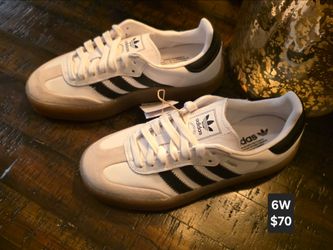 Womens adidas Sambae Athletic Shoe - White / Core Black / Gold Metallic size 6W