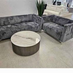 Sofa And Loveseat Set 2 Pcs New Living Room Gray 2 Pcs