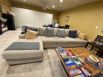 Large Light Gray Sectional Sofa with Chaise