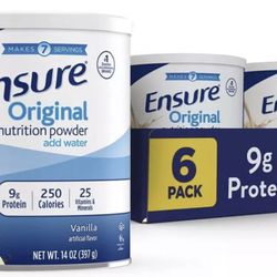 6CANs- Ensure Original Nutrition Powder Shake Vanilla Flavor- Exp 11/25