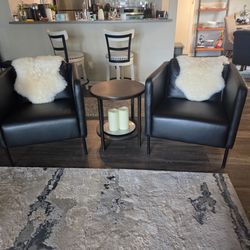 IKEA faux leather chairs. 28"h x 28" depth x 26w