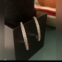 Brighton Silver Paved Hoop Earrings