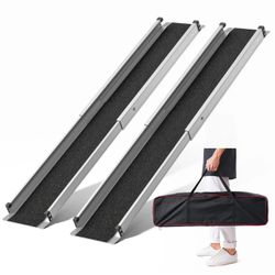 6FT Telescoping Aluminum Portable Wheelchair Ramp with Bag, 600LBS 3.5 to 6 FT