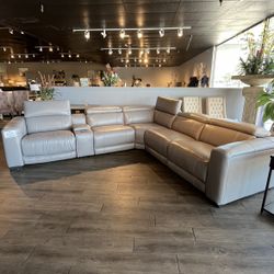 6PC Leather Power Sectional Reclining 