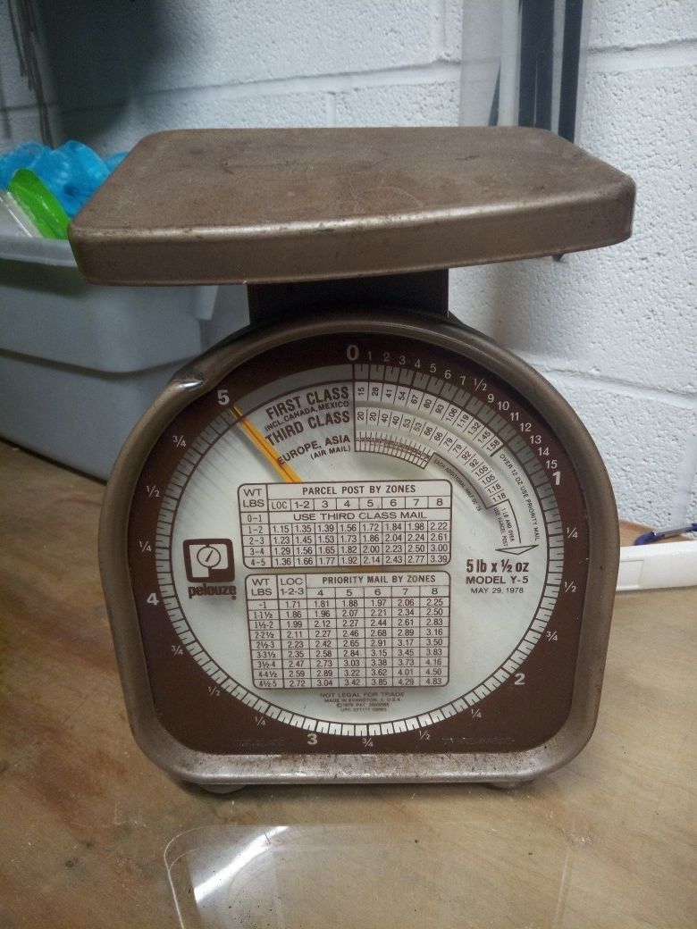 Make offer Vintage pelouze 5 lbs postal scale (lil bit of rust but hey it's old ;) )