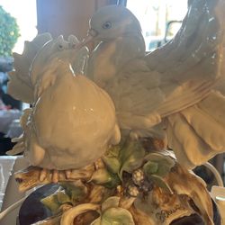 Capodimonte Giuseppe Armani Porcelain Turtle Doves Lamp Italy Rare Vintage