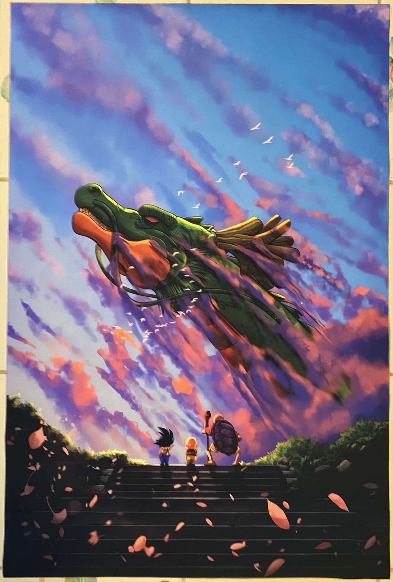 Dragon Ball Z Dbz Goku Shenron Anime Canvas Poster 15.5” X 23.5” (NO FRAME)