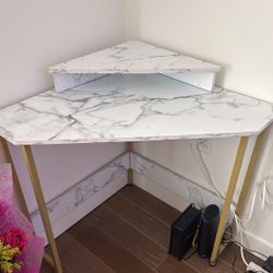 Modern White Marble Corner Desk