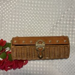 Michael Kors Raffia And Leather Clutch 