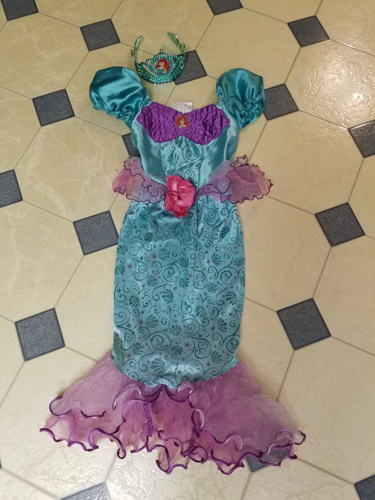 Ariel costume with Ariel crown size 4/5 kids