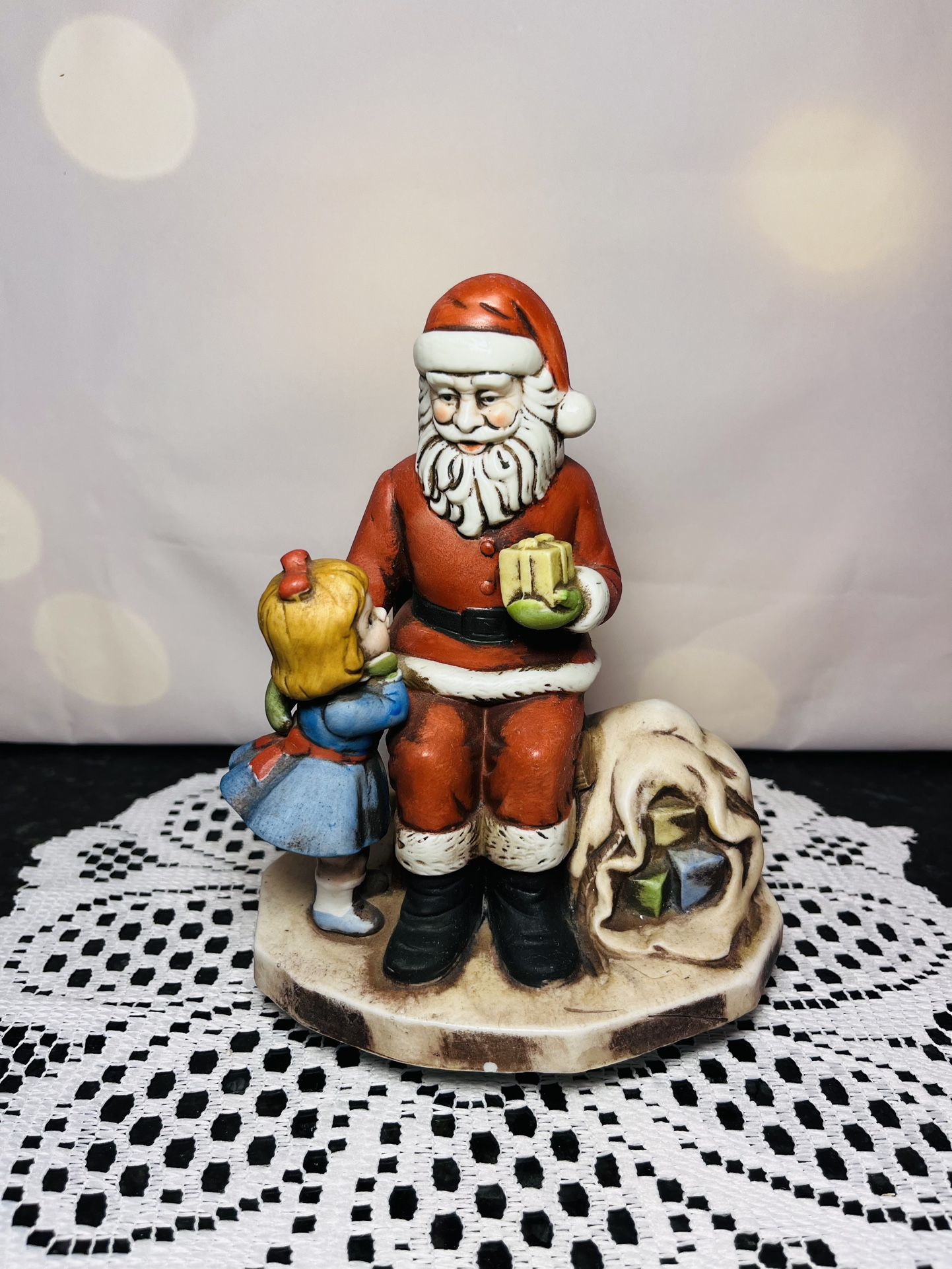 Vintage Porcelain Santa Claus Music Box