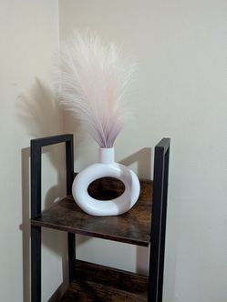 White  Ceramic Vase with Faux Pampas Grass