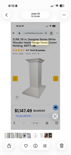 ZLINE 36in White Wooden Island Range Hood KBiTT-36