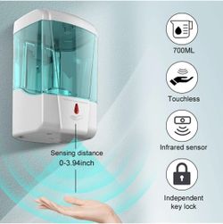 Automatic Soap Dispenser Wall Mounted, Simple Human Touchless Hand Soap Dispenser for Kids 700ml Liquid, Refillable Sensor Pump Hand Sanitizer Dispens