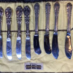 Lot Of Eight 925 Sterling Silver Handled Knives 5 Lunt & 3 Reed & Barton 