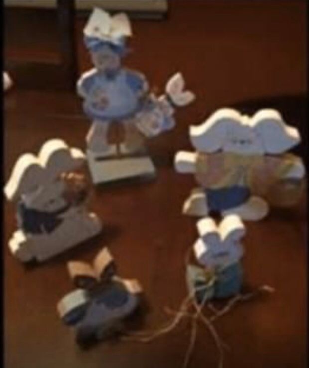 Set of 5 Wooden Easter Bunny Decorations