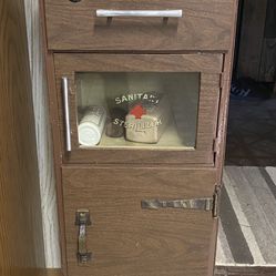 Antique Barber Shop Cabinet Locking Vintage