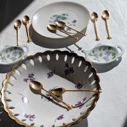Delicate Lavender Floral Tea Set