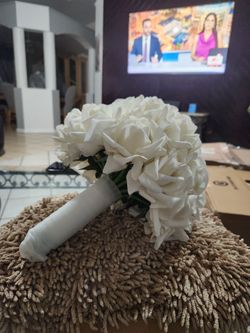 White Artificial Rose Bridal Bouquet