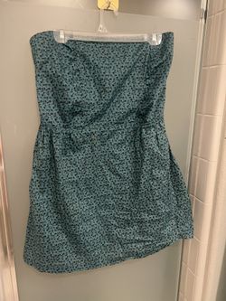 Blue Ditsy Floral Strapless Dress
