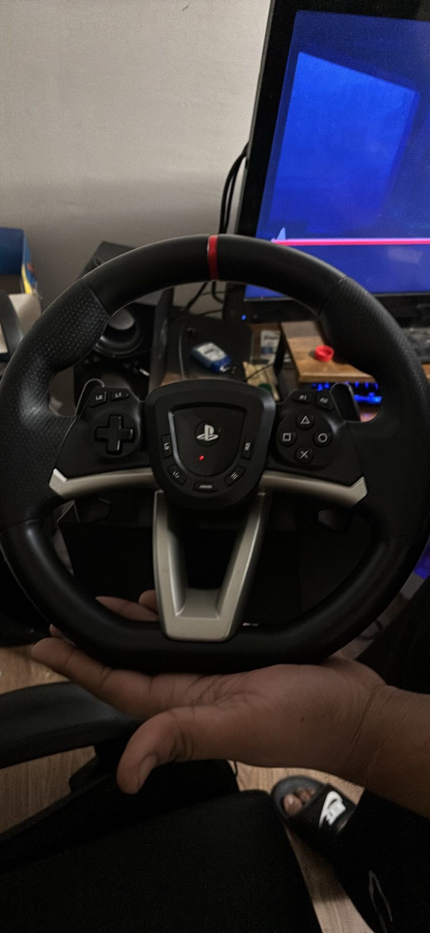 Hori Steering Wheel And Gas And Brake Pedal Perfectly Functional No Wear And Tears Works With Ps5 And Pc