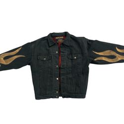 Hell2pay Flame Jean Jacket Size Medium 