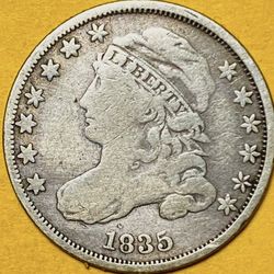 1835 U.S. CAPPED BUST SILVER DIME 10c COIN (Fine)