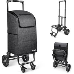 KEDSUM 3-in-1 Shopping Cart with Wheels – Foldable Grocery Cart w/ Waterproof Bag