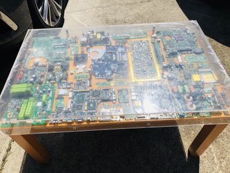 Unique coffee table with computer components