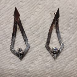 Earrings...silver with Cubic Zirconia diamonds 