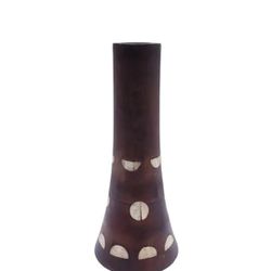 Wooden Flower Pot Vase Carved Made in Indian Handmade 12⅜" Tall 