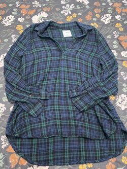 Sonoma Plaid Flannel Tunic Top XL