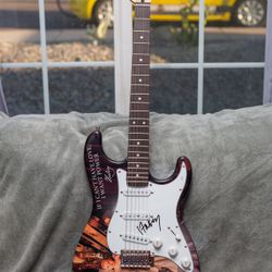 Halsey Autographed Fender Stratocaster Guitar With 1/1 Screen Print