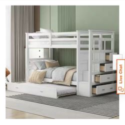 Twin Over Twin Bunkbed With Trundle And Storage