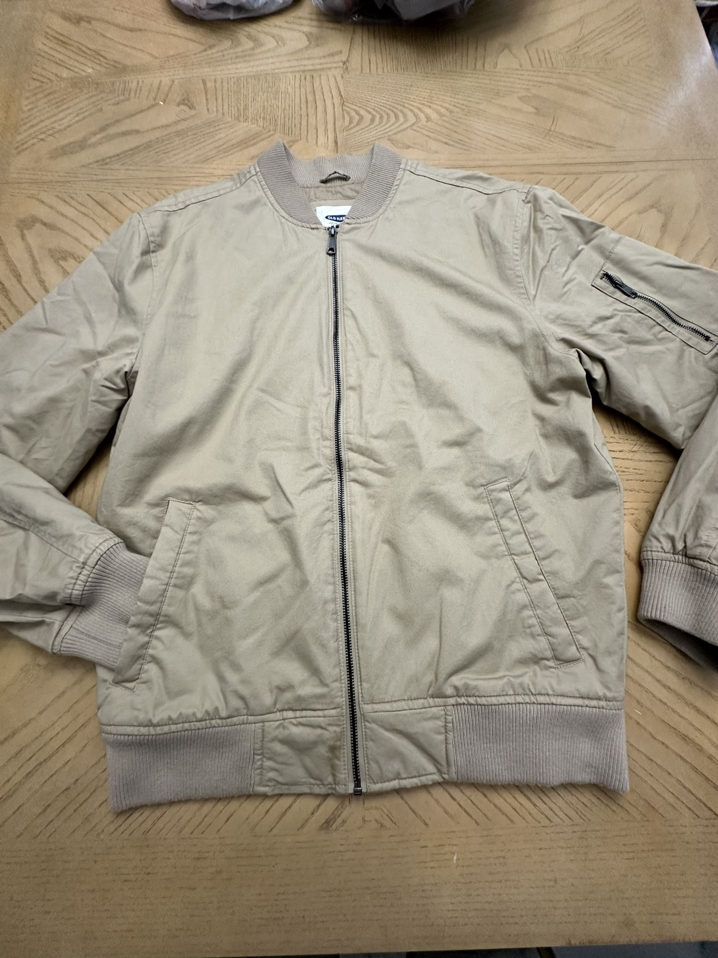 Old Navy Tan Twill Bomber Jacket for men. Size medium