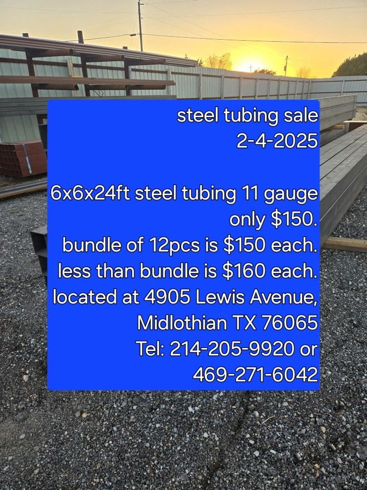 6x6x24ft Steel Tubing Only $150