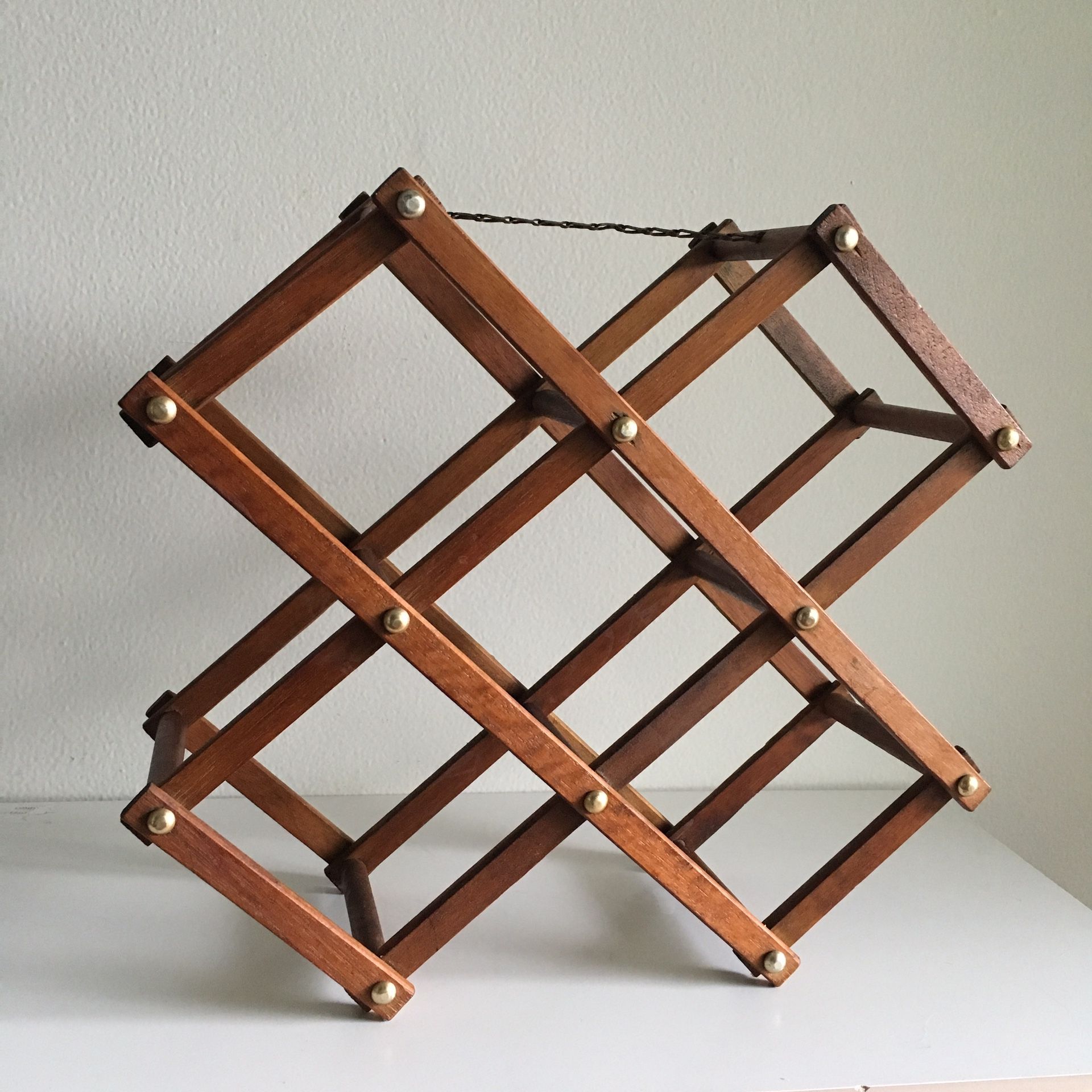 Vintage Teak Wine Rack / Magazine Holder