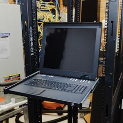 17" LCD KVM Console 8 Port VGA, Yinker Rackmount KVM Switch Fit 1U 19" Rack, Keyboard Monitor Touchpad Drawer Integrated + Cables