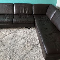 Brown Leather Couch 