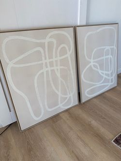 Set of 2 - 24" x 30" Line Drawing Wall Canvases Gray/White by Threshold™