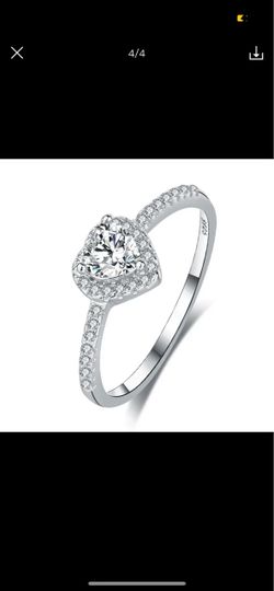 925 Silver Moissanite Heart Halo CZ Ring