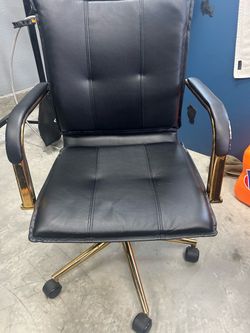 Black Faux Leather Office Chair Gold Frame