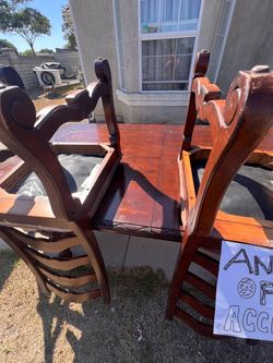 Heavy Table with Metal decor