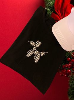 Ballon Dog Black Tee - Houndstooth Print