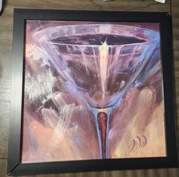 Framed Martini Glass Canvas Art – 24x24 – Bar/Man Cave Decor