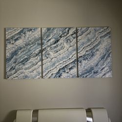 3 Pcs Navy Blue Abstract Canvas Wall Art 